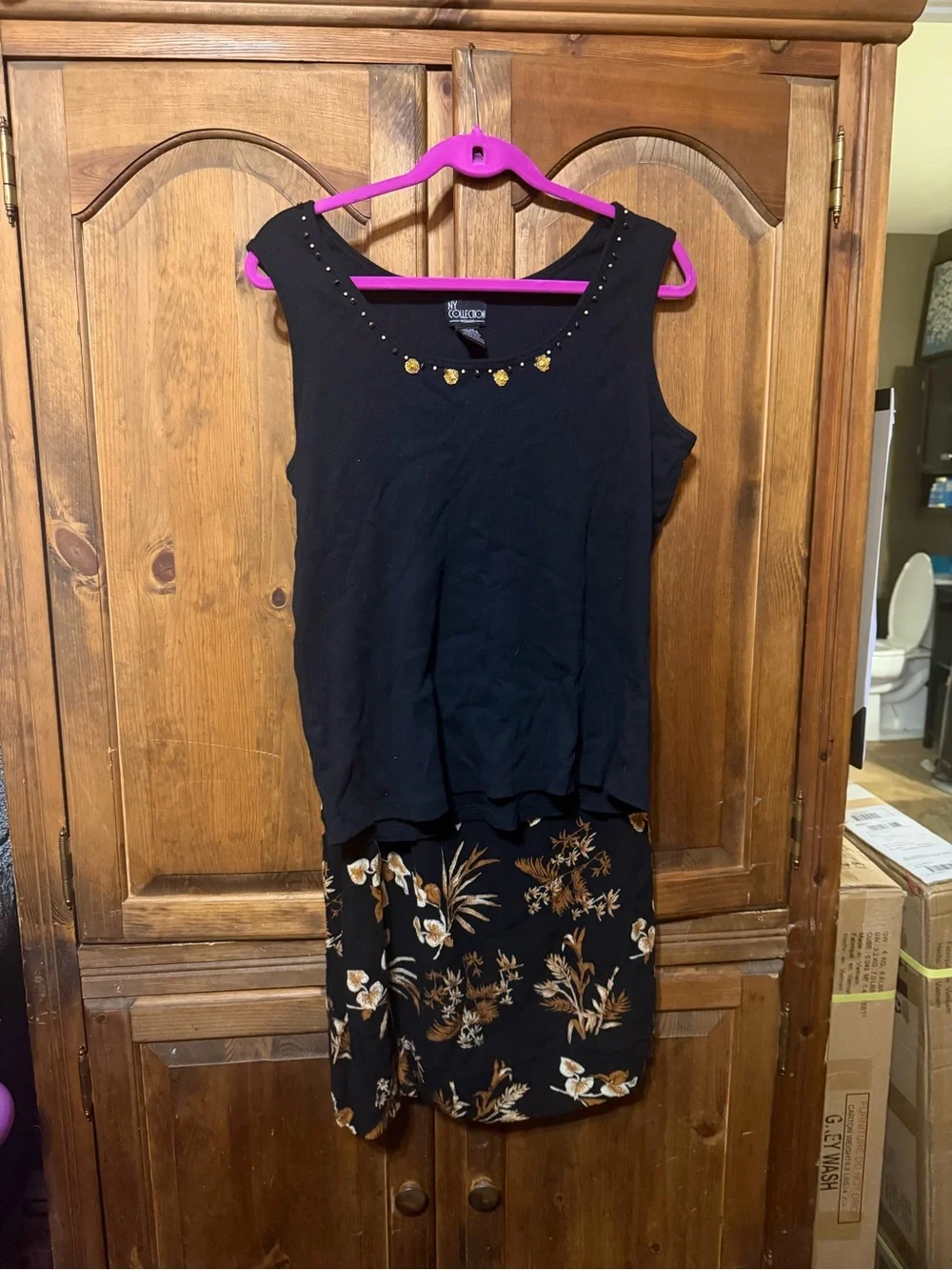 Bentley Plus Vintage Black & Brown Floral Skirt